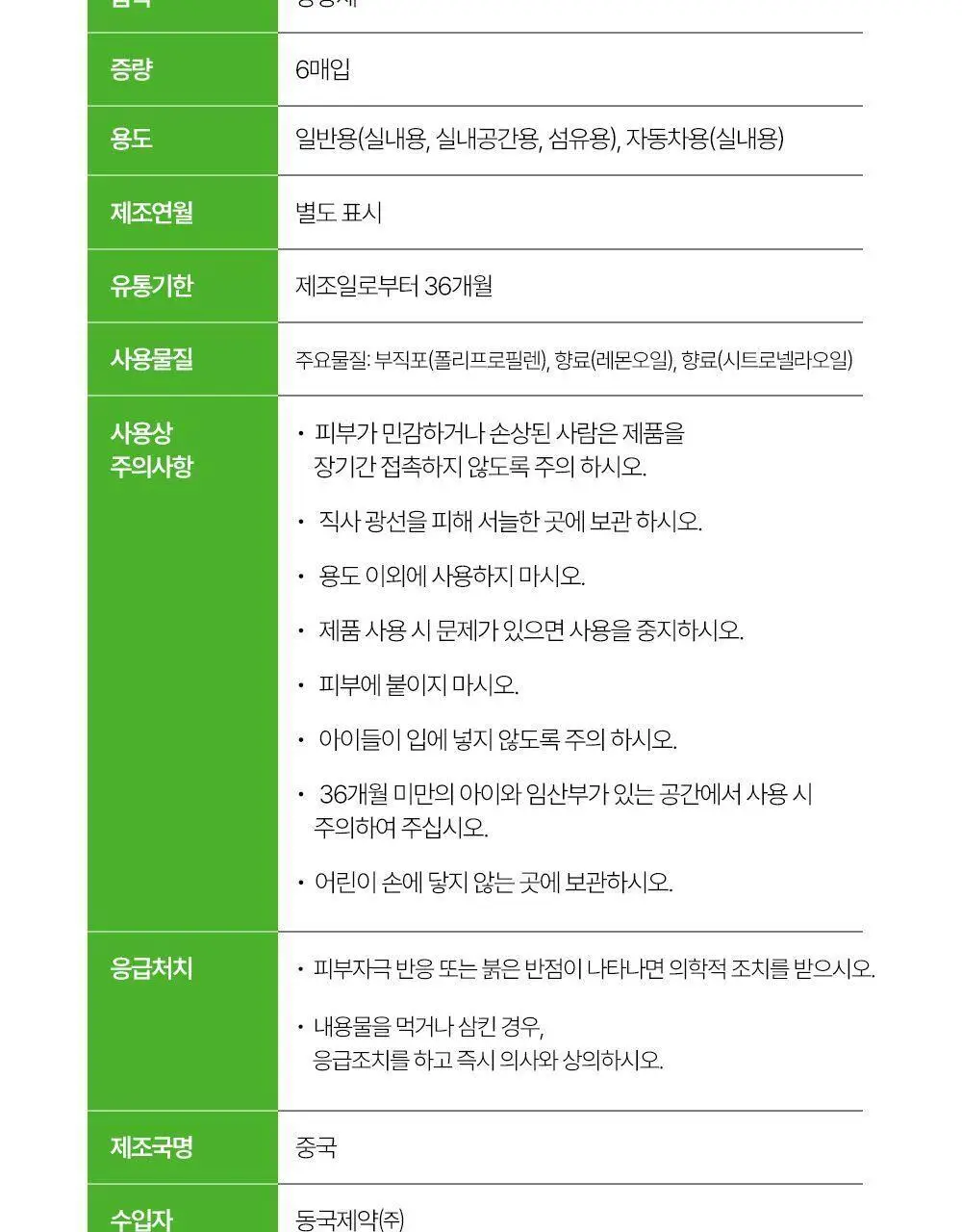 [야구직꾸템] 마데카 썸머 향 패치 KBO에디션 6매 [코튼향/시트로넬라레몬향] (10개 구단) 상세페이지 29